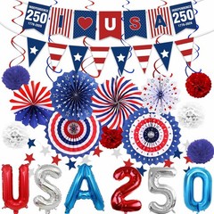 48Pcs 4th of July Decorations Set, Patriotic Party Supplies Include Bunting B…