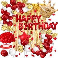 Decoracion De Cumpleaños Globos De Letras Rojos y Dorados Para Mujer Fiestas Set