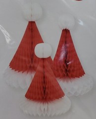 2 Pack Honeycomb Santa Hat Party Xmas Decoration, Red & White