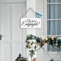 White Rustic We’re Engaged Wedding Sign Photo Props 12×6 Inch Party Decor