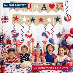 250th Anniversary Decorations – Hanging Swirls 250 Anniversary USA Banner | Four