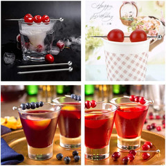 10 Pack Stainless Steel Cocktail Picks, Reusable Fruit Sticks Metal Martini