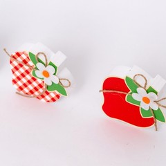 Strawberry Theme Shaped Wooden Block Table Tiered Tray Ornaments 3 Pcs Set