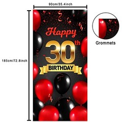 Happyth Birhday Red Black Banner Backdrop Background Photo Booth Props 30