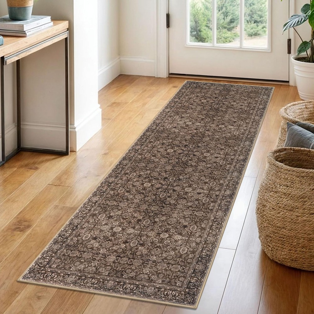 SIILOOM 2×6 Washable Runner Rug for 2′ x 6′ (Runner), Rust Reddish Brown