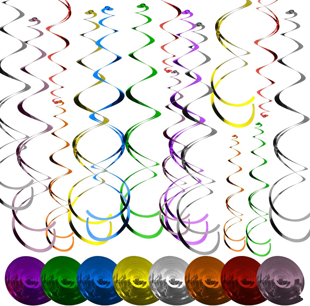 40PC Colorful Ceiling Decorations Hanging Swirl Decorations Hanging Plastic Stre