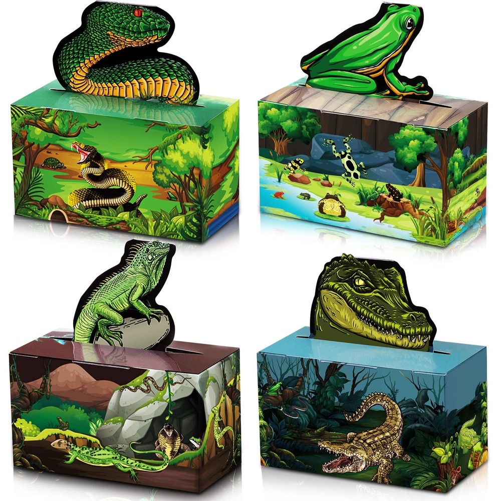 Nezyo 24 Pcs Reptile Birthday Party Supplies Snake Party Decorations Lizard F…