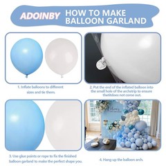 Blue and White Balloon Arch Kit, ADOINBY 140Pcs Pastel Light Blue and White