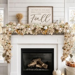 Fall Decorations for Home – 6Ft Autumn Maples Leaf Pumpkin Garland – Hallowee…