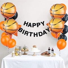 10-Pack 18in Mylar Basketball Balloons – Orange Sports Party Decor