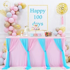 9ft Pink and Blue Gender Reveal Table Skirt for Baby Shower Boy or Girl Tulle…