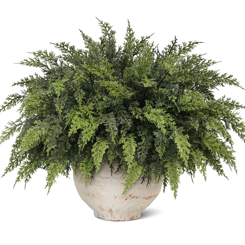 Juxdp Real Touch Christmas Cedar Branches-18 Inches, Artificial 18 in, Green