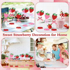 6 Pcs Strawberry Table Decorations Wooden Strawberry Centerpieces for Berry Firs