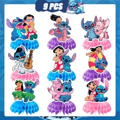 3D Stitch Honeycomb Centerpieces 9 Pcs Birthday Party Table Decoration Supplies