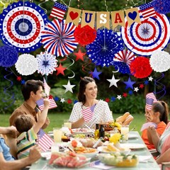 26 PCS 4th of July Decorations, 250th Memorial Day Red White Blue