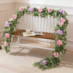 6 FT Artificial Flower Garland Real Touch Fake Pink Floral Rose Peony Garland