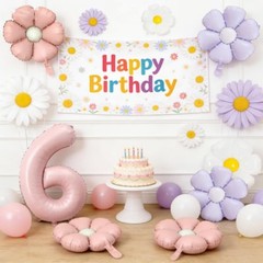 Daisy 6th Party Decorations Balloon,40inch Pink Number Balloon 6，Daisy Party …