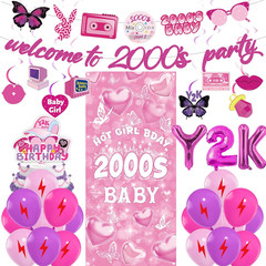 Y2K Party Decorations Early 2000S – 40 Pcs Pink Retro Themed Banner Party Hangin