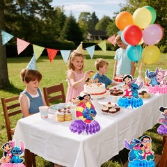 3D Stitch Honeycomb Centerpieces 9 Pcs Birthday Party Table Decoration Supplies