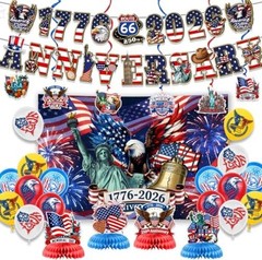 USA 250th Party Decorations Set – 1776-2026 – Semiquincentennial Blue – 250year