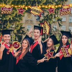 30 PCS Maroon Gold Graduation Table Centerpieces Sticks Class of 2026