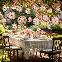 20 Pcs Vintage Clock Cardboard Hanging Banner Wonderland Tea Party Decoration…