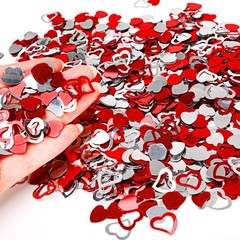 2000PCS/15MM Metallic Foil Red Silver Heart Confetti Glitter Heart Sequin Val…