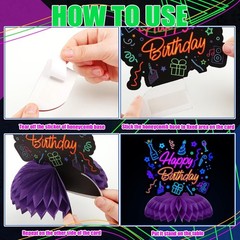 6Pcs Neon Glow Honeycomb Centerpieces Birthday Party Table Decorations Vibrant
