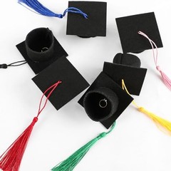 12Pack Mini Graduation Caps with tassels Grad Hat Cake Wine Bottle Multicolor