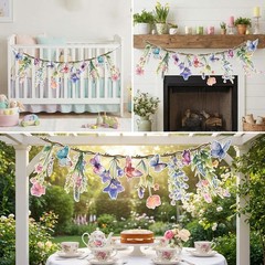 48Pcs Flower Fairy Banner Decorations Floral Designs Wildflower Garland – wit…