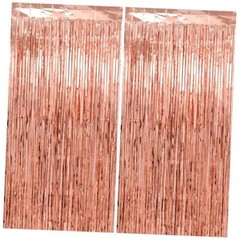 Thicken Tinsel Backdrop 2 Pack 3.3 x 6.6 39.4″W x 78.7″L (Pack of 2) Rose Gold