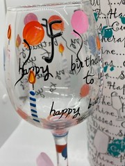 Delish Happy Birthday Wine Glass ~ 9″ Tall NIB