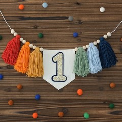 Handmade Rainbow First High Chair Banner Colorful Party Decoration for Boys F…