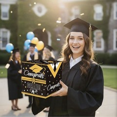 Graduation Decorations Grad Box Grad Party Favors Decor Supplies Black