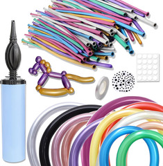 260Q Long Balloons Kit with Pump,100Pcs Long Skinny Twisting Balloons Rainbow Co