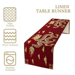 JanJCurt Chinese Dragon Table Runner, Happy Chinese New W13″x L108″ Asian-10