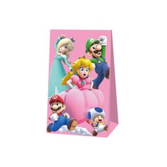 12PCS Princess Peach Toadstool Gift Bag Candy Bag Stickers Kids Party Decoration