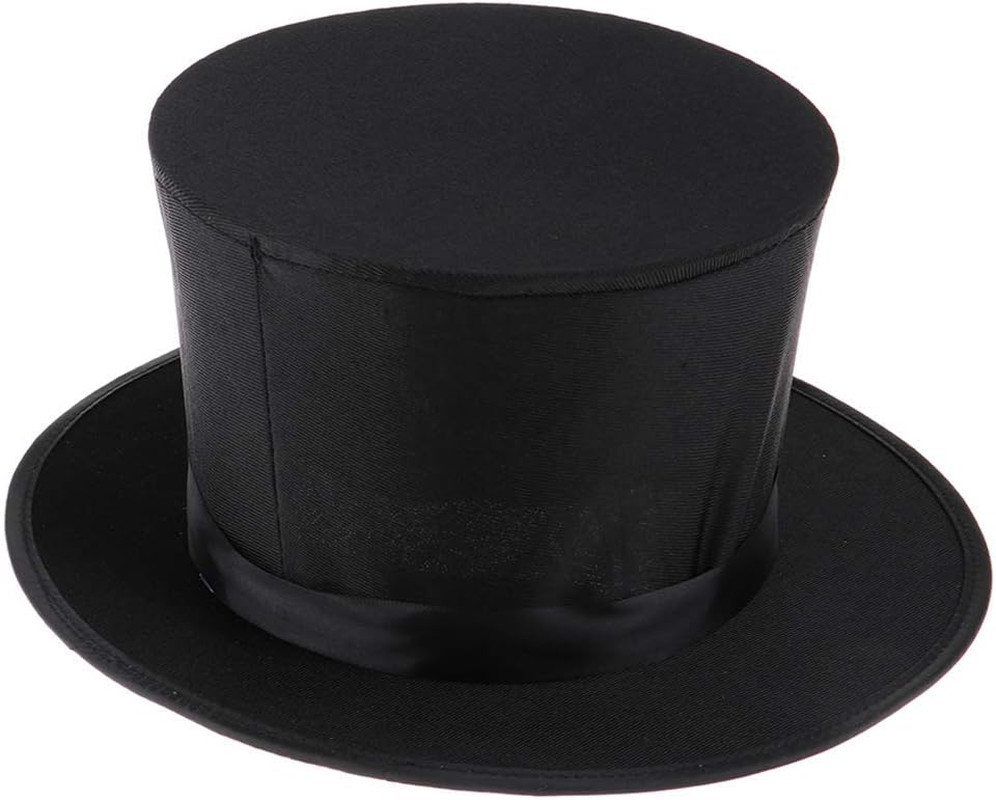 Black Top Hat Magician Collapsible Hat for Kids Teen Boys Birthday Party Comedy