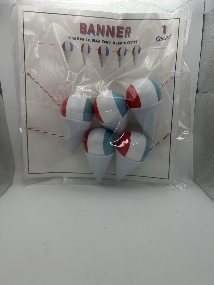 72” Red White Blue Ice Cream Cone Banner Party Decor Summer Patriotic