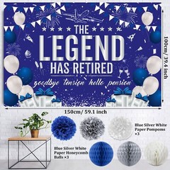 Retirement Party Decorations Blue Silver Happy Retirement Decorations for Men…