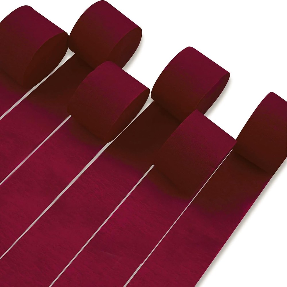 Burgundy Crepe Paper Streamers by : 6 Rolls, 492ft, 1.8in x 82ft Each, Thicke…