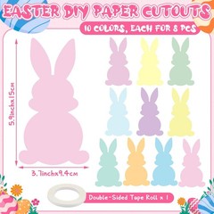 80 PCS Easter Bunny Cutouts Pastel Paper Bulletin Board Decor DIY Craft Kit