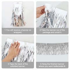 3 Packs 30 Feet Metallic Foil Fringe Garland Tinsel Streamers，Shiny Silver Wa…
