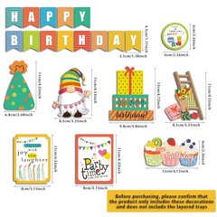 18 PCS Wooden Tiered Tray Decor Happy Birthday Sign Table Centerpiece Home
