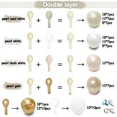 White Gold Balloon Arch Kit, Double Stuffed Gold and White Balloons Latex Nud…