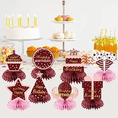 Burgundy Birthday Decorations Honeycomb Centerpieces for Women Girls, Burgund…
