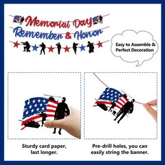 Memorial Day Decorations Banner and Hanging Swirls, No-DIY Memorial Day Remem…