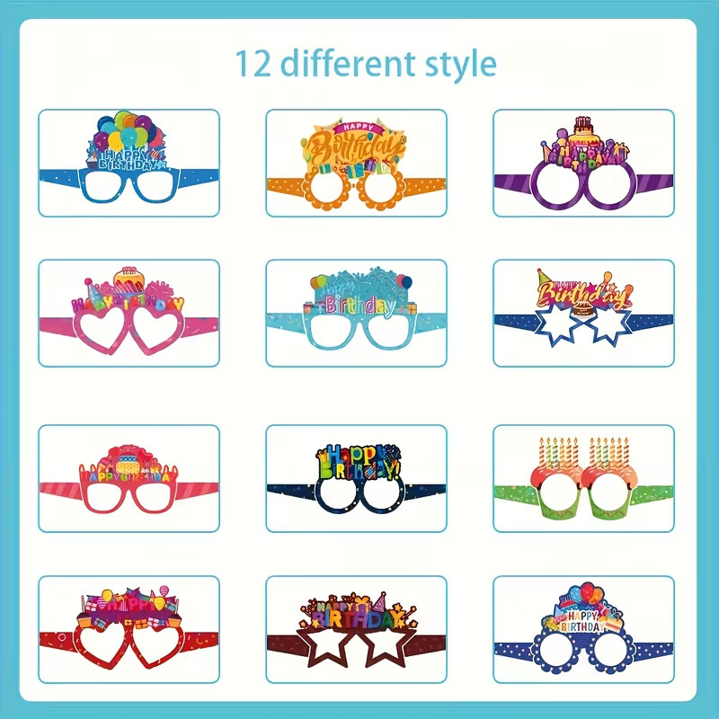 12 Birthday Party Glasses, astel & Vibrant Color, Paper Party Accessories