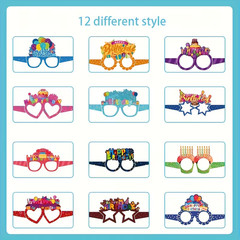 12 Birthday Party Glasses, astel & Vibrant Color, Paper Party Accessories
