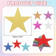 80 Pcs Glitter Star Cutouts, 5.9 Inch Paper Stars Confetti Cutouts, 8 Colors